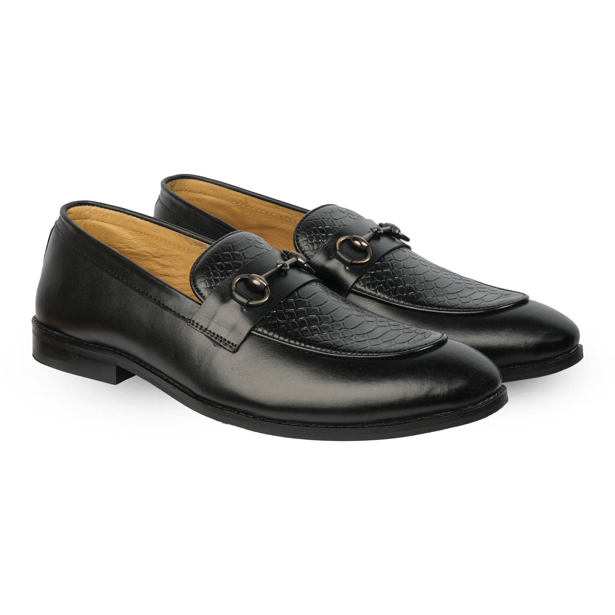 Black Monarch Leather Loafers