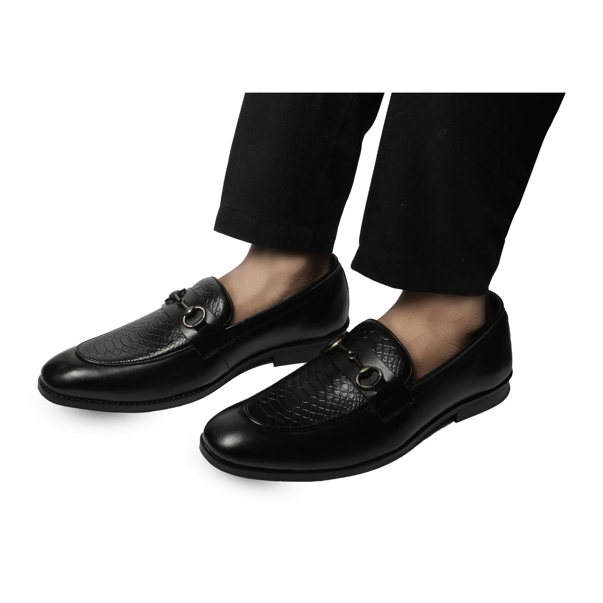 Black Monarch Leather Loafers