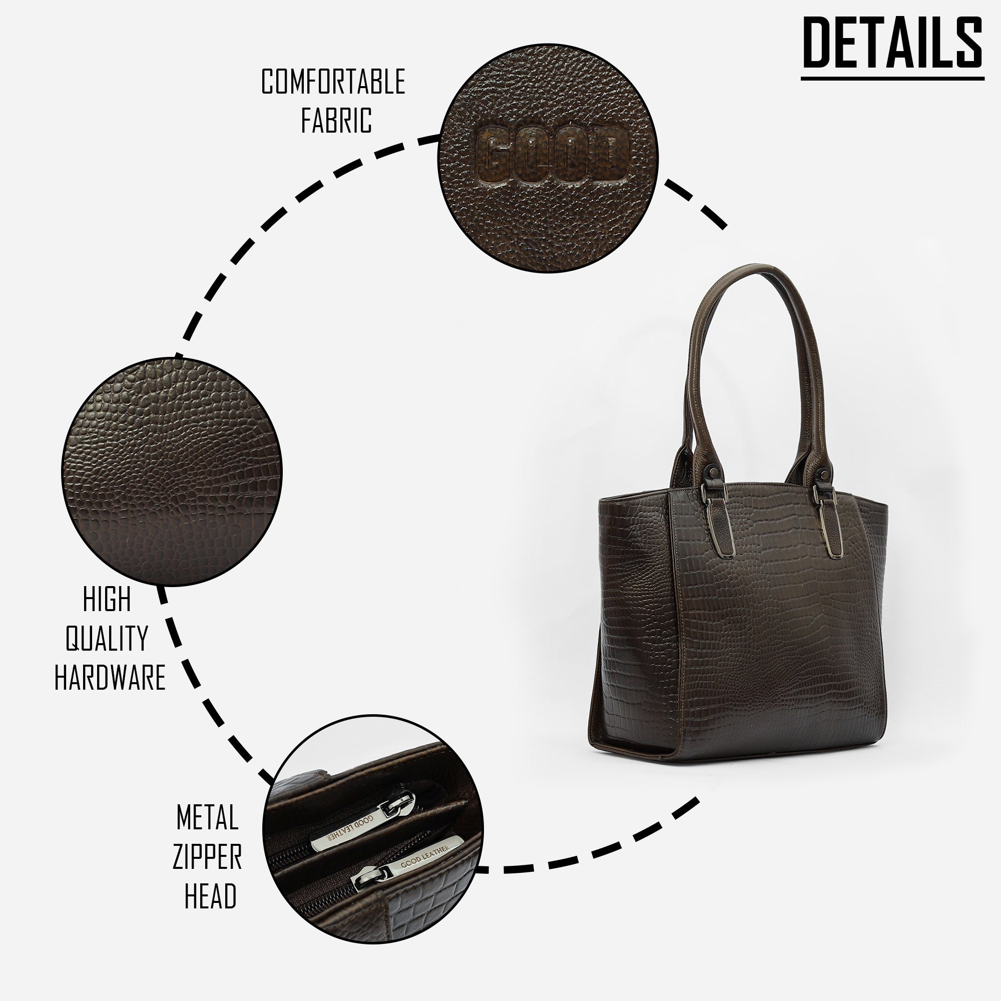 Croco Print Leather Ladies HandBag