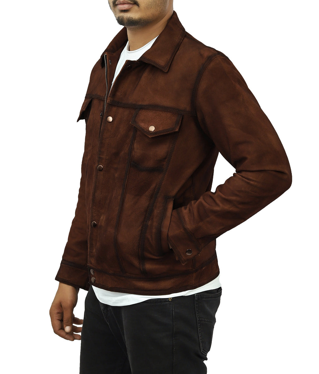 Denim Suede Leather Biker Jacket