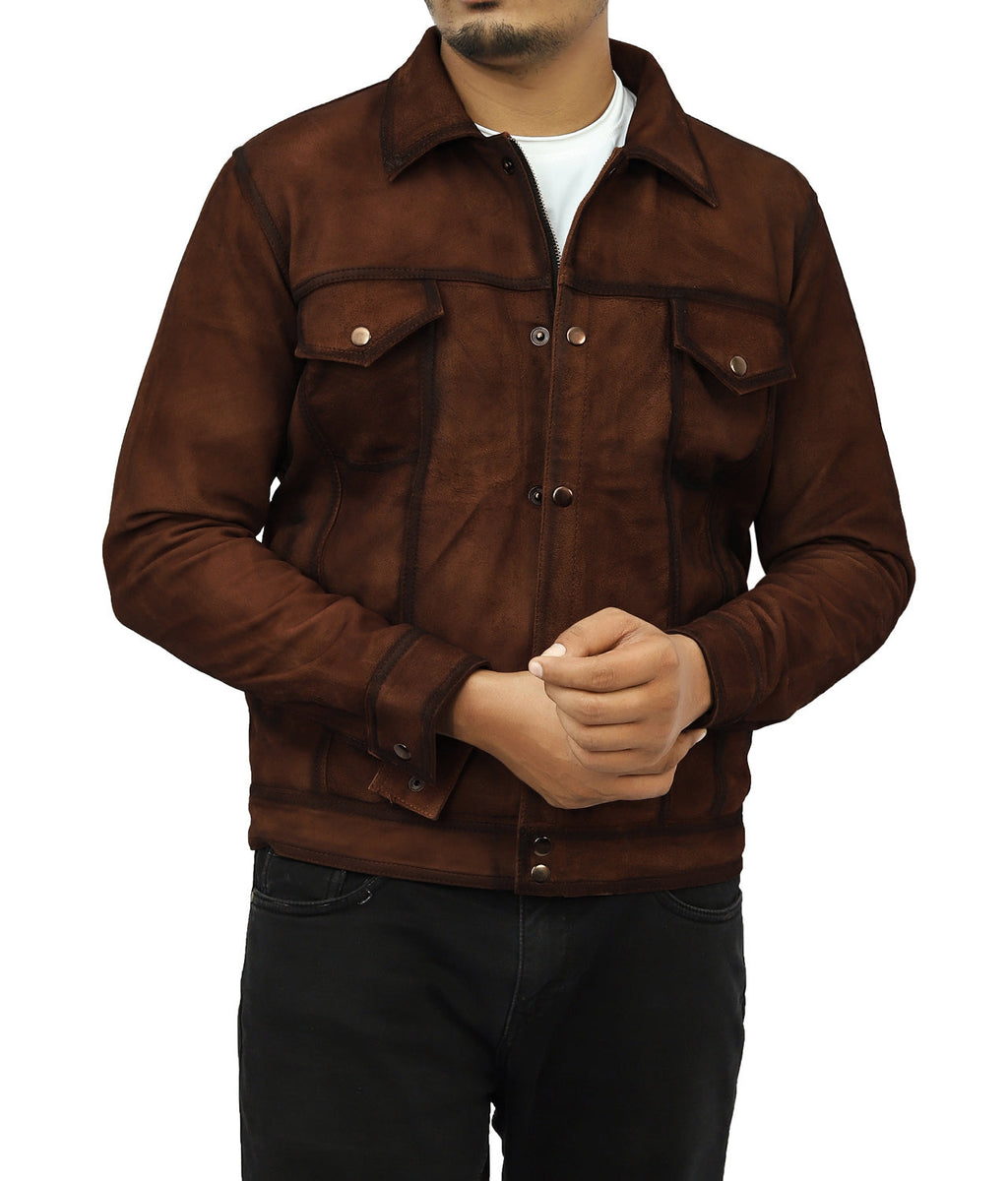 Denim Suede Leather Biker Jacket