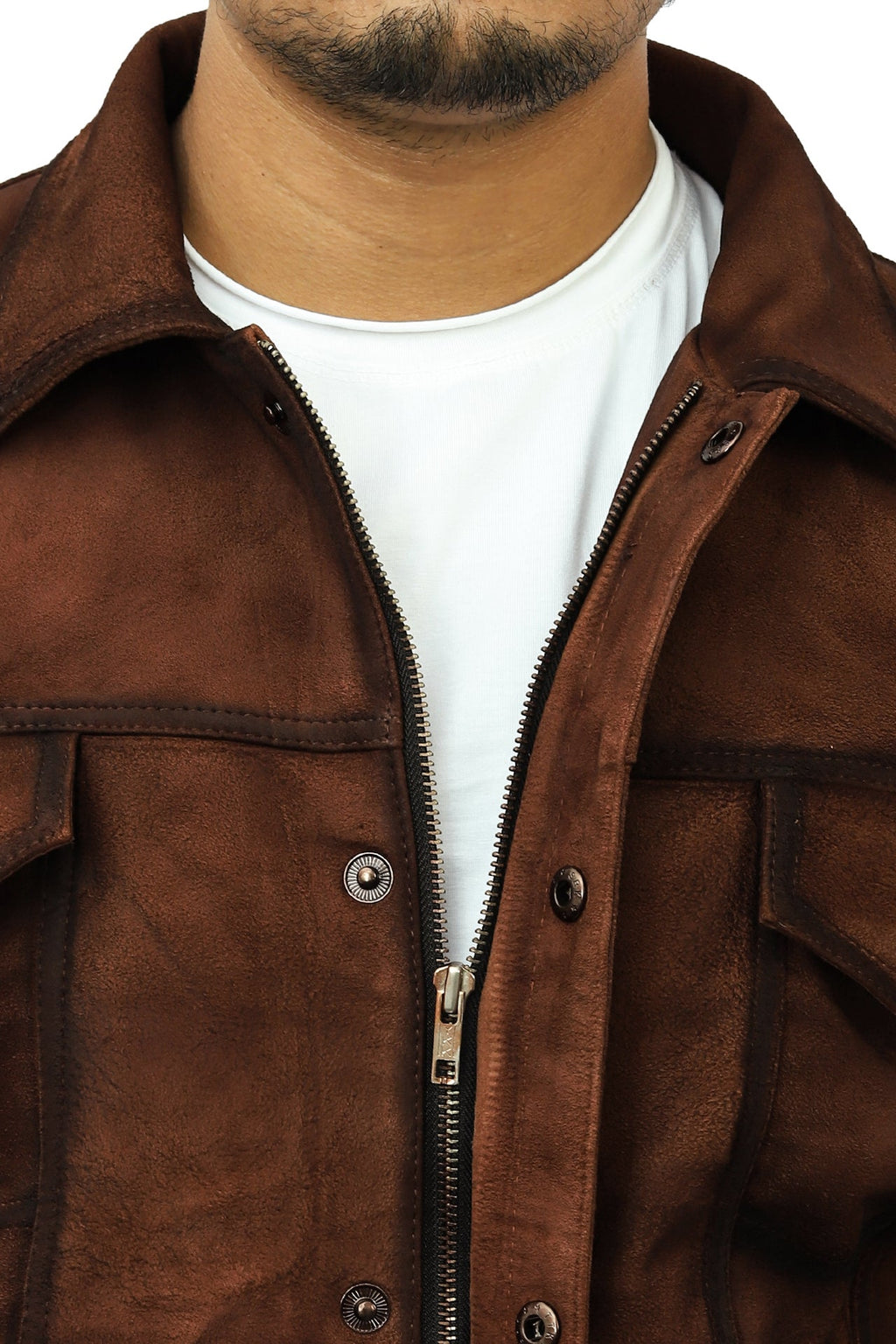 Denim Suede Leather Biker Jacket