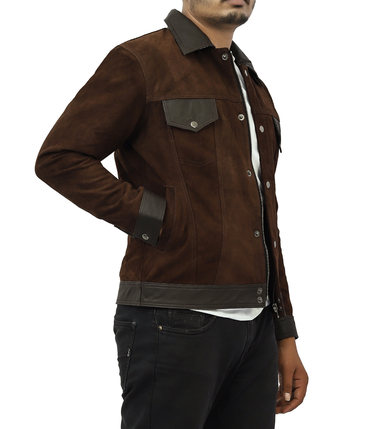 Cantras Suede Leather Biker Jacket