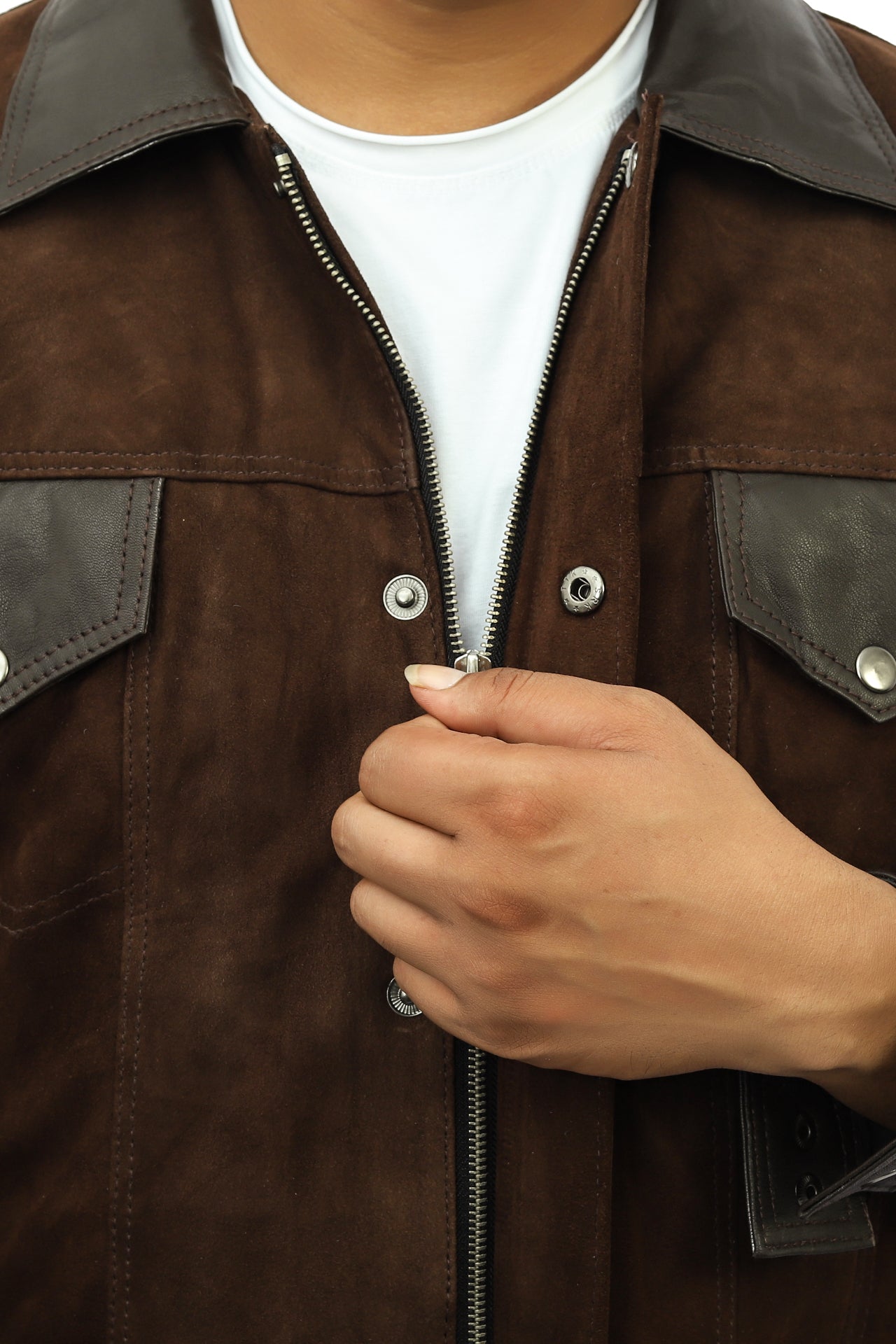 Cantras Suede Leather Biker Jacket