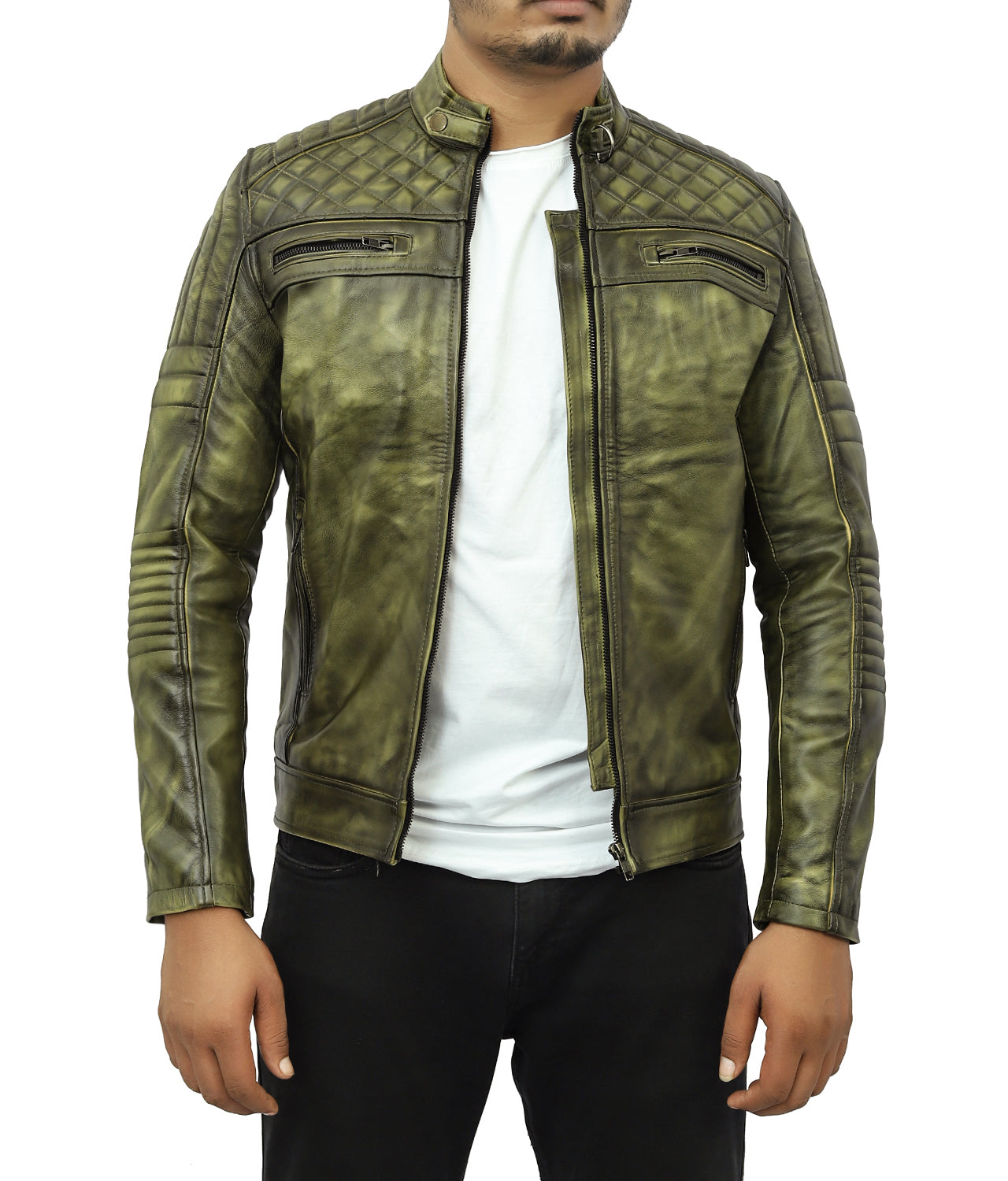 Quilted Leather Biker Jacket