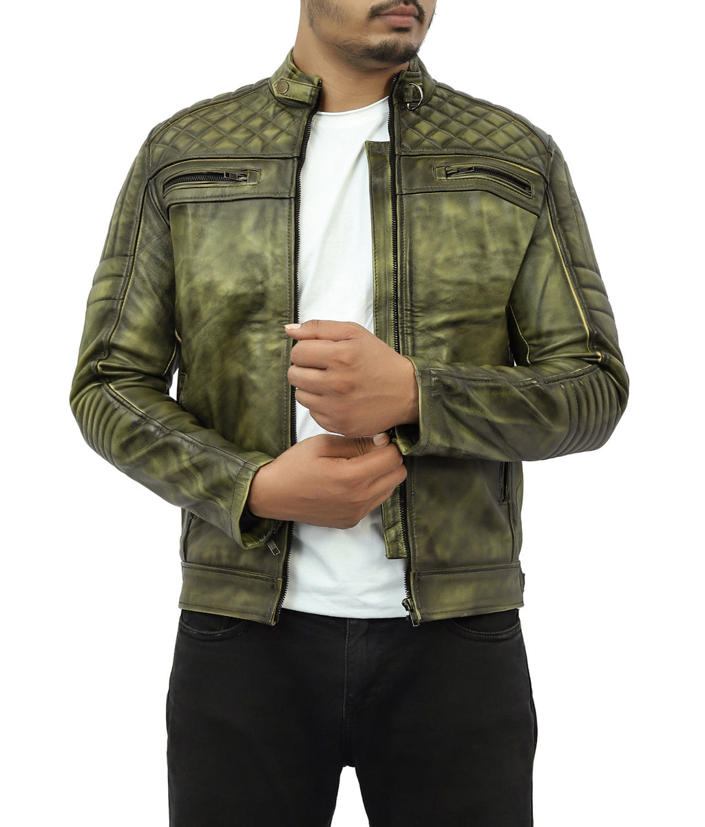 Quilted Leather Biker Jacket