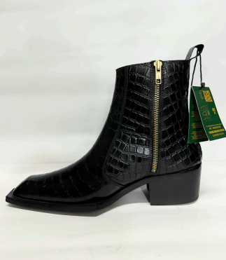 Men’s Croc-Embossed Square-Toe Ankle Boots